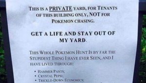Pokémon-Go note to stay out of yard