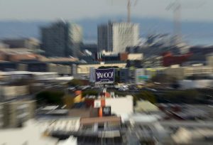 A sign advertising internet company Yahoo is pictured in downtown San Francisco, California February 4, 2016. REUTERS/Mike Blake